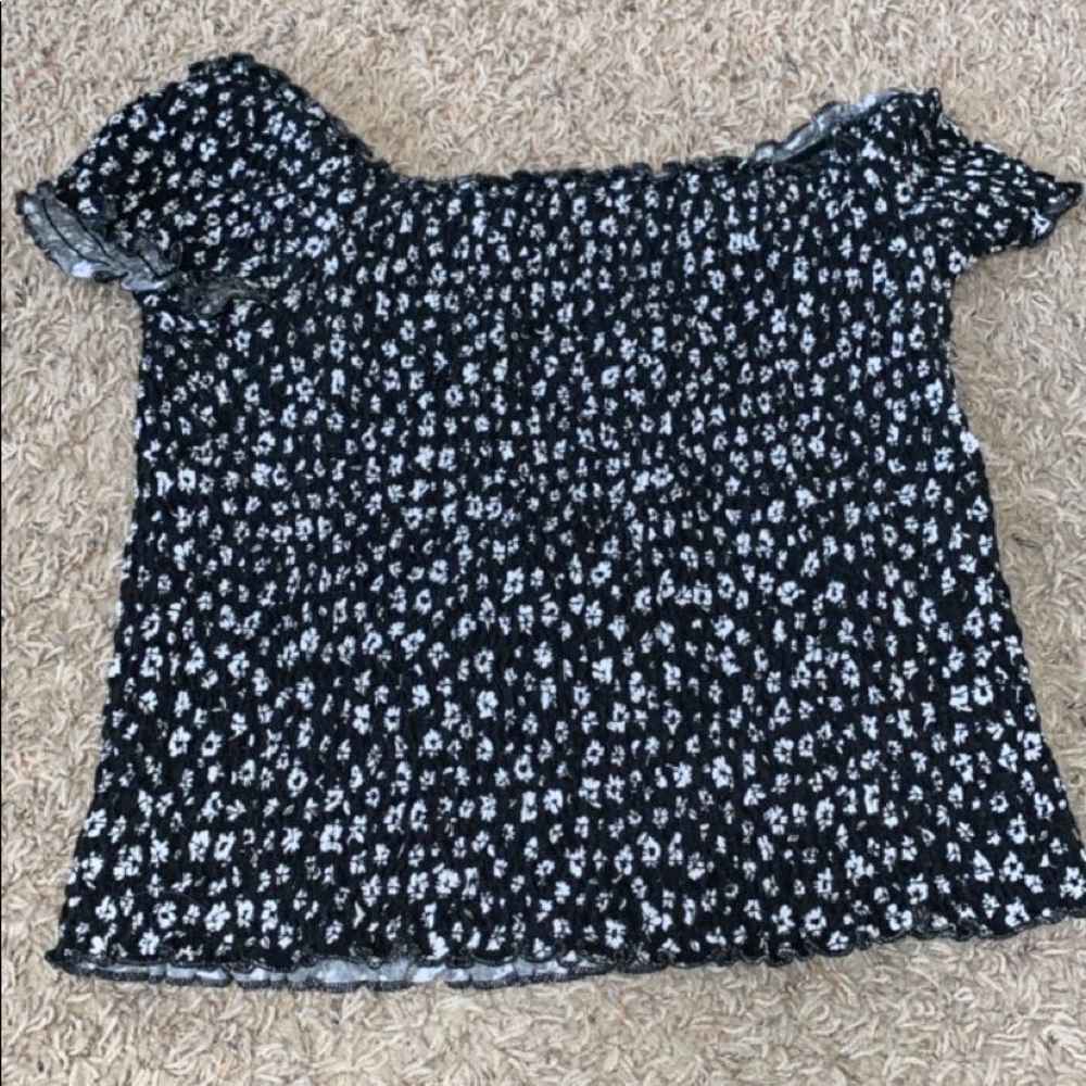 Black and white off the shoulder top